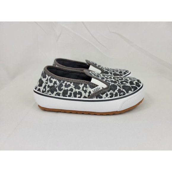 Vans Other - Vans Canvas Animal Print Slip On Shoes Sneakers Youth Kids Size 1Y Gray 721454